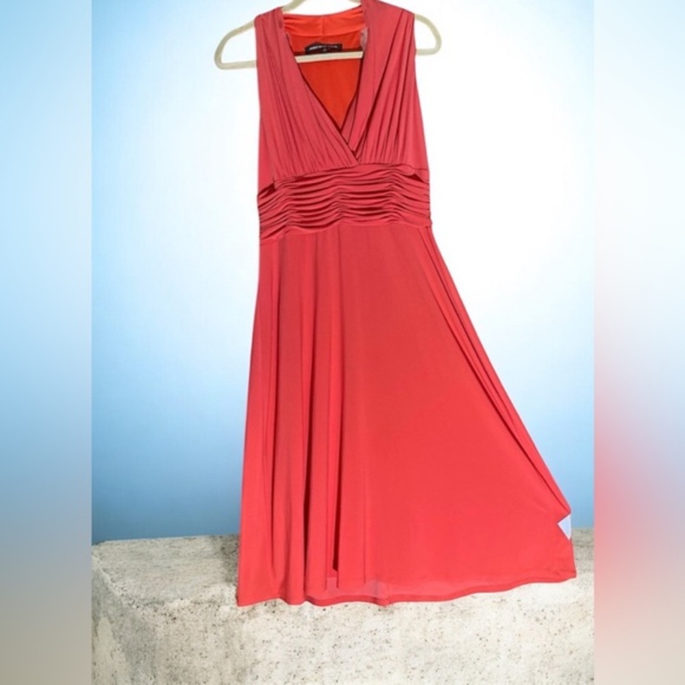Jones Wear Midi Coral Dress Sz 12 Formal Elegant 
 Vibrant Party Wedding guest - Picture 2 of 10